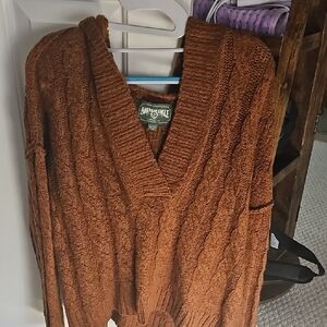 American Eagle Outfitters Brown Cable Knit Sweater